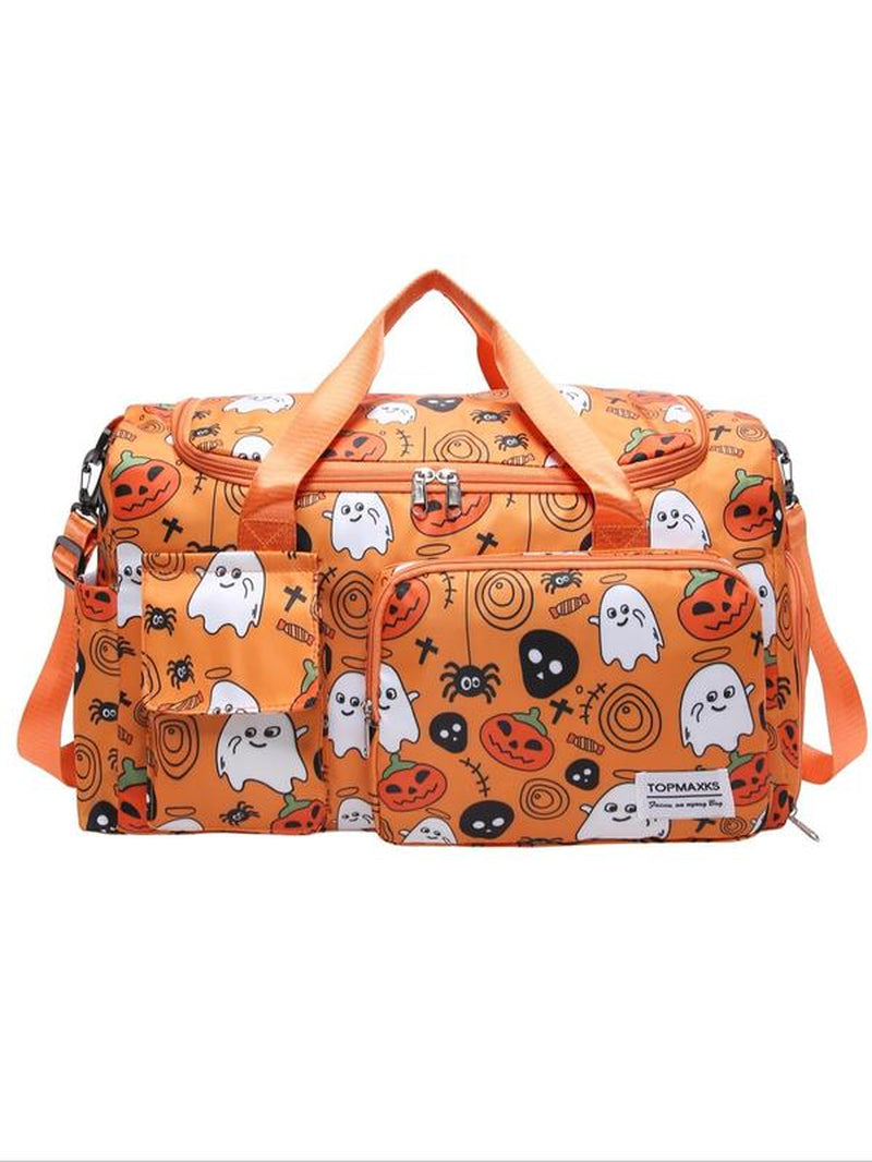 Unisex Bat Pattern Travel Bag, 2025 Halloween Large Capacity Duffel Bag with Wet Bag Shoe Compartment, Lightweight Carry-On Luggage Bag for Sports Fitness, Yoga, Travel Duffle Bag