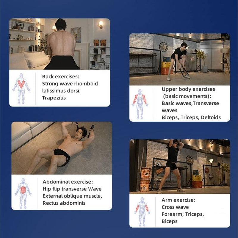 Ropeless Battle Ropes for Home Gym - Cordless Training Rope Fitness Equipment for Men&Women, Weighted Workout Ropes Fot HIIT, No-Jump Full-Body Exercise, Strength Training Equipment Heavy Resistance & Travel- Friendly