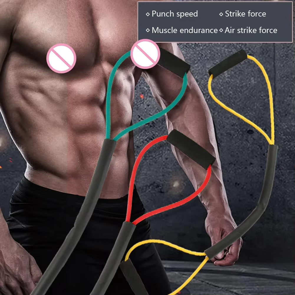 8 Shaped Boxing Resistance Band Non Slip Handle Chest Expander Belt Multifunction Elastic Tension Rope for Home Office Exercise