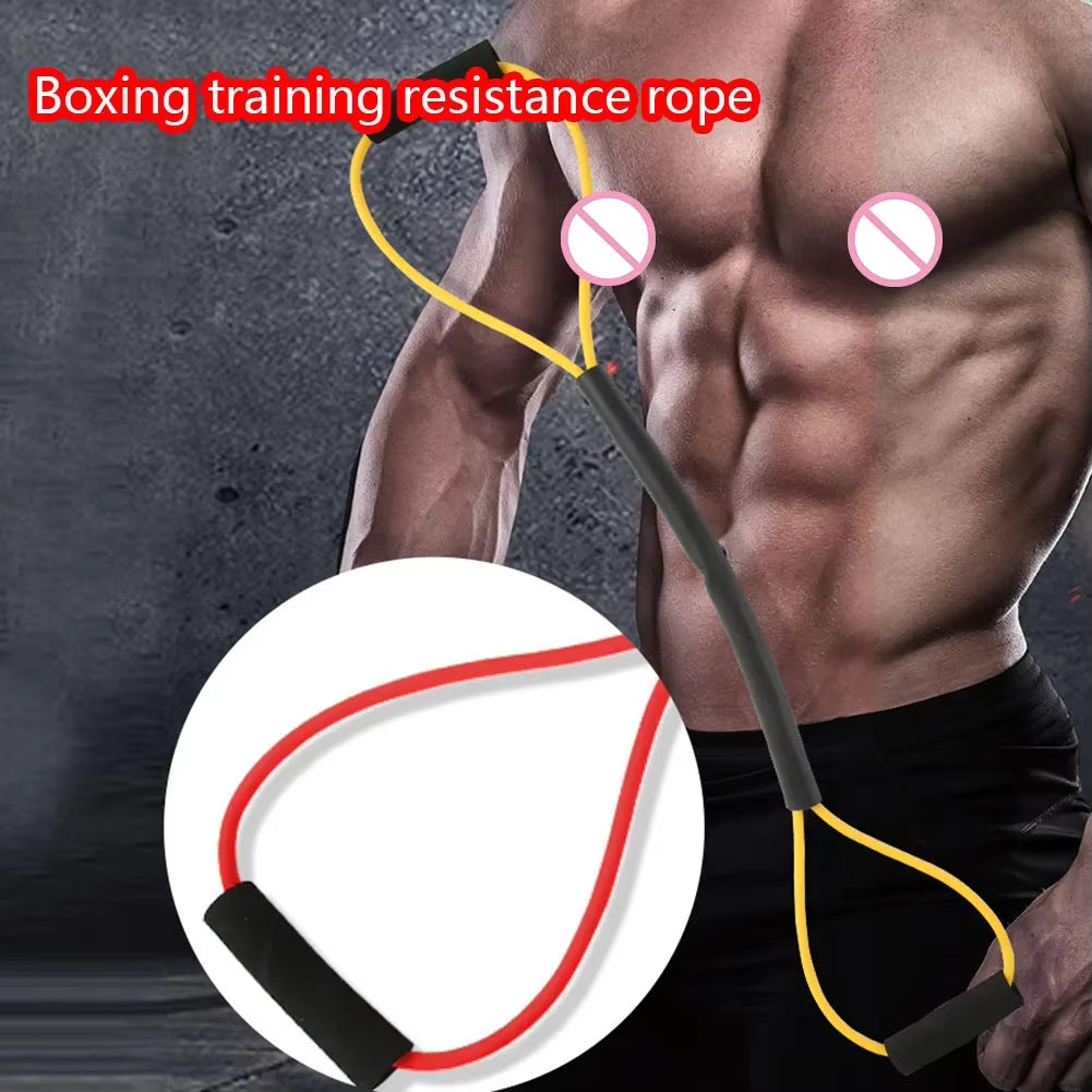 8 Shaped Boxing Resistance Band Non Slip Handle Chest Expander Belt Multifunction Elastic Tension Rope for Home Office Exercise