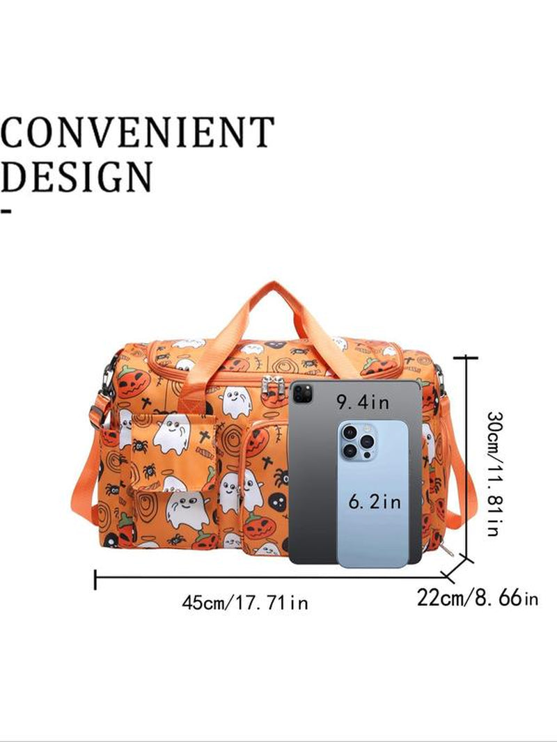 Unisex Bat Pattern Travel Bag, 2025 Halloween Large Capacity Duffel Bag with Wet Bag Shoe Compartment, Lightweight Carry-On Luggage Bag for Sports Fitness, Yoga, Travel Duffle Bag