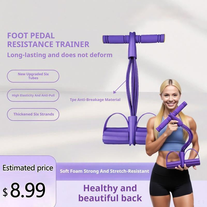 Transform Your Core with the 6-Strand Heavy Duty Abdominal Crunch Fitness Equipment – Ultimate Leg & Core Workout, Sit-Up Assist, Portable Home Gym with Non-Slip Foot Pedal & Resistance Bands