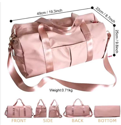 Large Capacity Duffle Bag Travel Sports Fitness Gym Yoga Tote & Weekender Overnight Bag with Luggage Suitcase Organizer