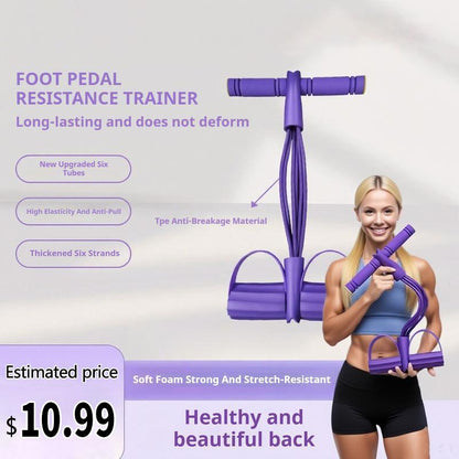 Transform Your Core with the 6-Strand Heavy Duty Abdominal Crunch Fitness Equipment – Ultimate Leg & Core Workout, Sit-Up Assist, Portable Home Gym with Non-Slip Foot Pedal & Resistance Bands