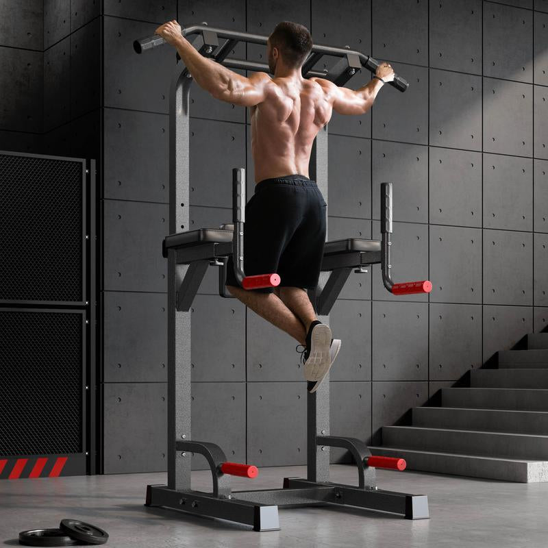 500LB Beast Mode 10-Level Adjustable Power Tower Pull up Bar + Dip Stand + 5-In-1 Strength Training All-Level Home Gym (Beginner ,Friendly),Adjustable Heavy Duty Power Tower,Pullup, Machine，Home Gym Equipment