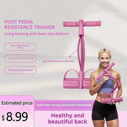 Transform Your Core with the 6-Strand Heavy Duty Abdominal Crunch Fitness Equipment – Ultimate Leg & Core Workout, Sit-Up Assist, Portable Home Gym with Non-Slip Foot Pedal & Resistance Bands